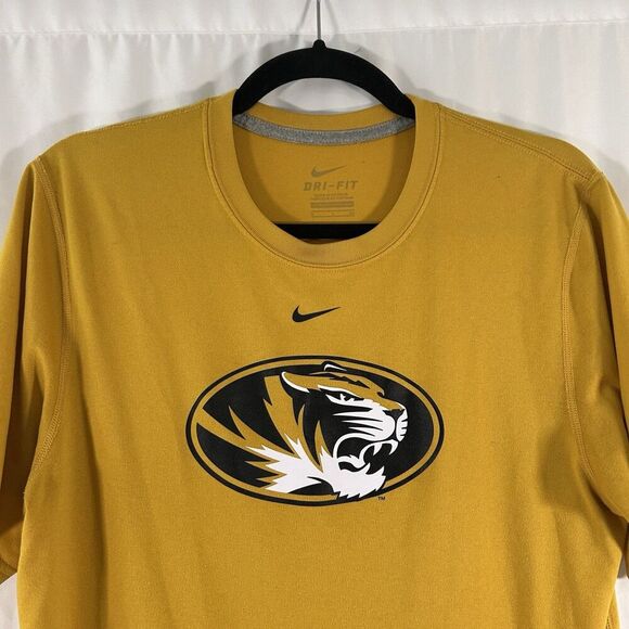 Missouri Tigers Nike Shirt Men's Small Yellow Short Sleeve Crew Neck Dri-Fit - Picture 3 of 6